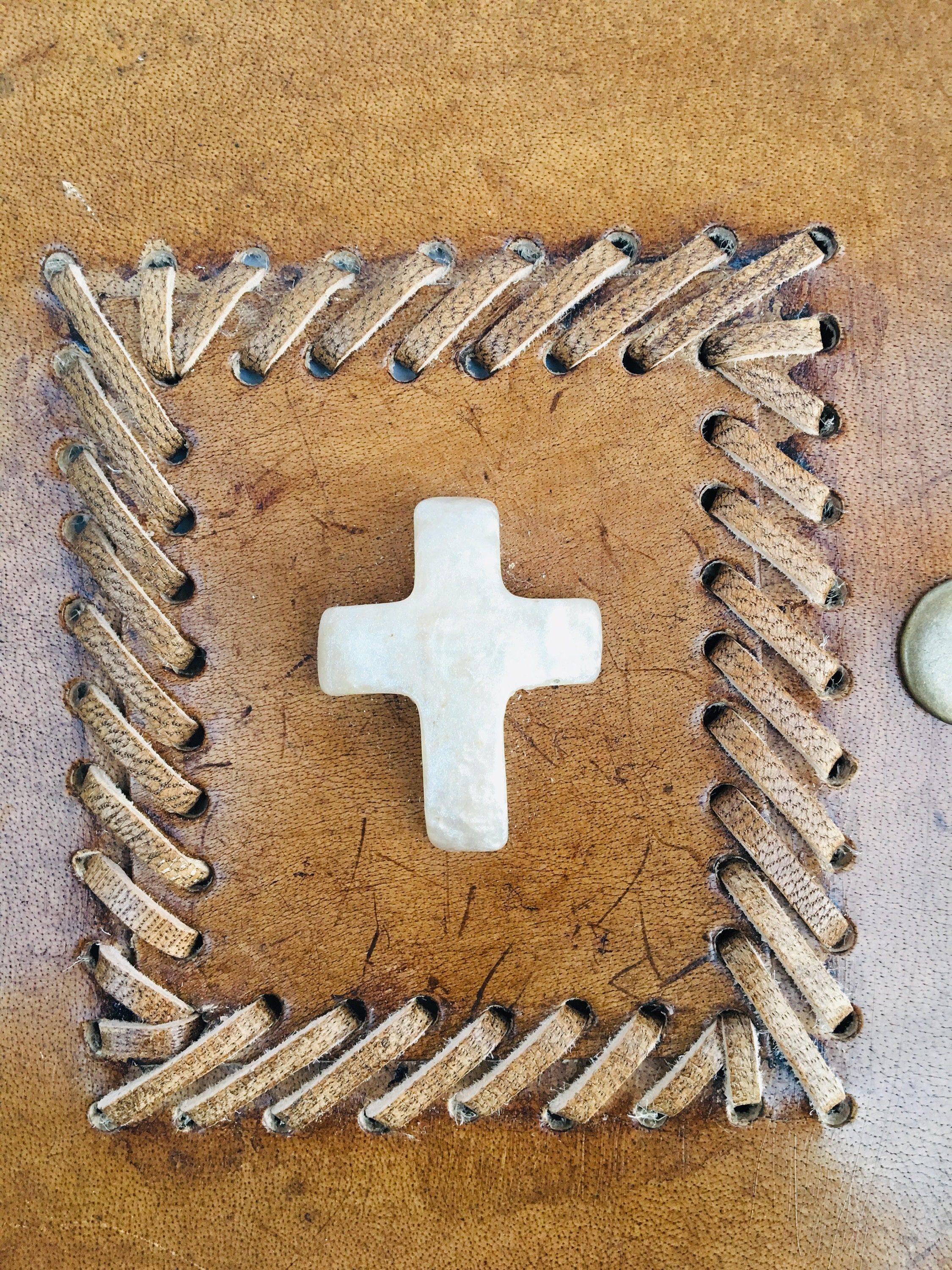 Embossed Leather Journal with Cross stone & Buckle Etsy