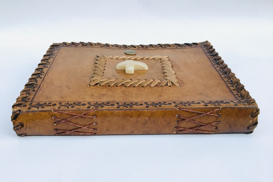 Embossed Leather Journal with Cross stone & Buckle Etsy