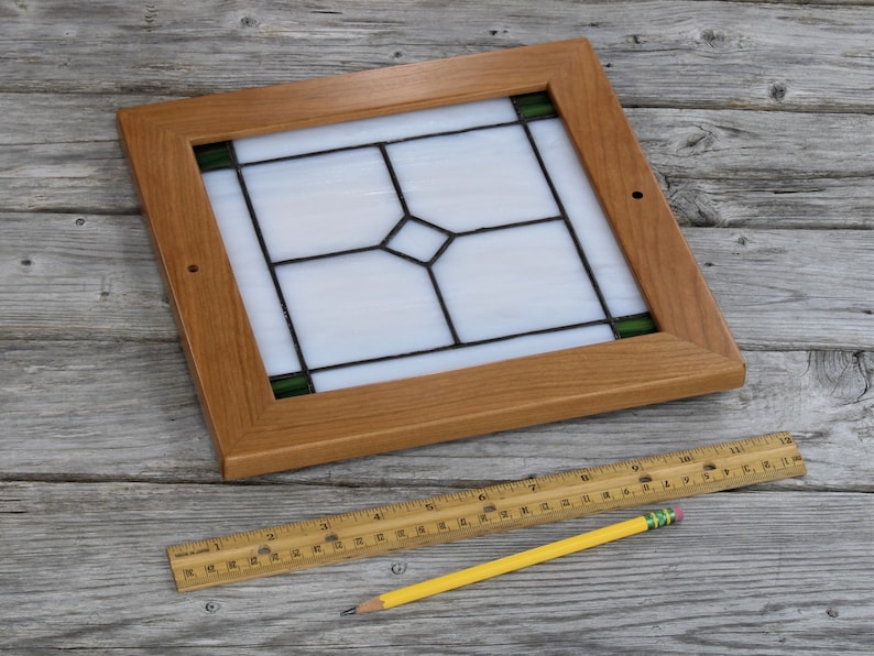 Small Craftsman Recessed Light Trim, Cherry With Green Accent Mission