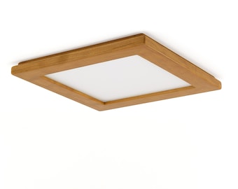 LED ceiling light (with Recessed Light option) in Black Cherry wood, Simple design equally at home with Craftsman or Contemporary Decor