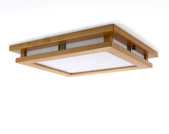 Mission Style Recessed Light Trim, Black Cherry with Green Art Glass Accents, for 6" Recessed Light housing