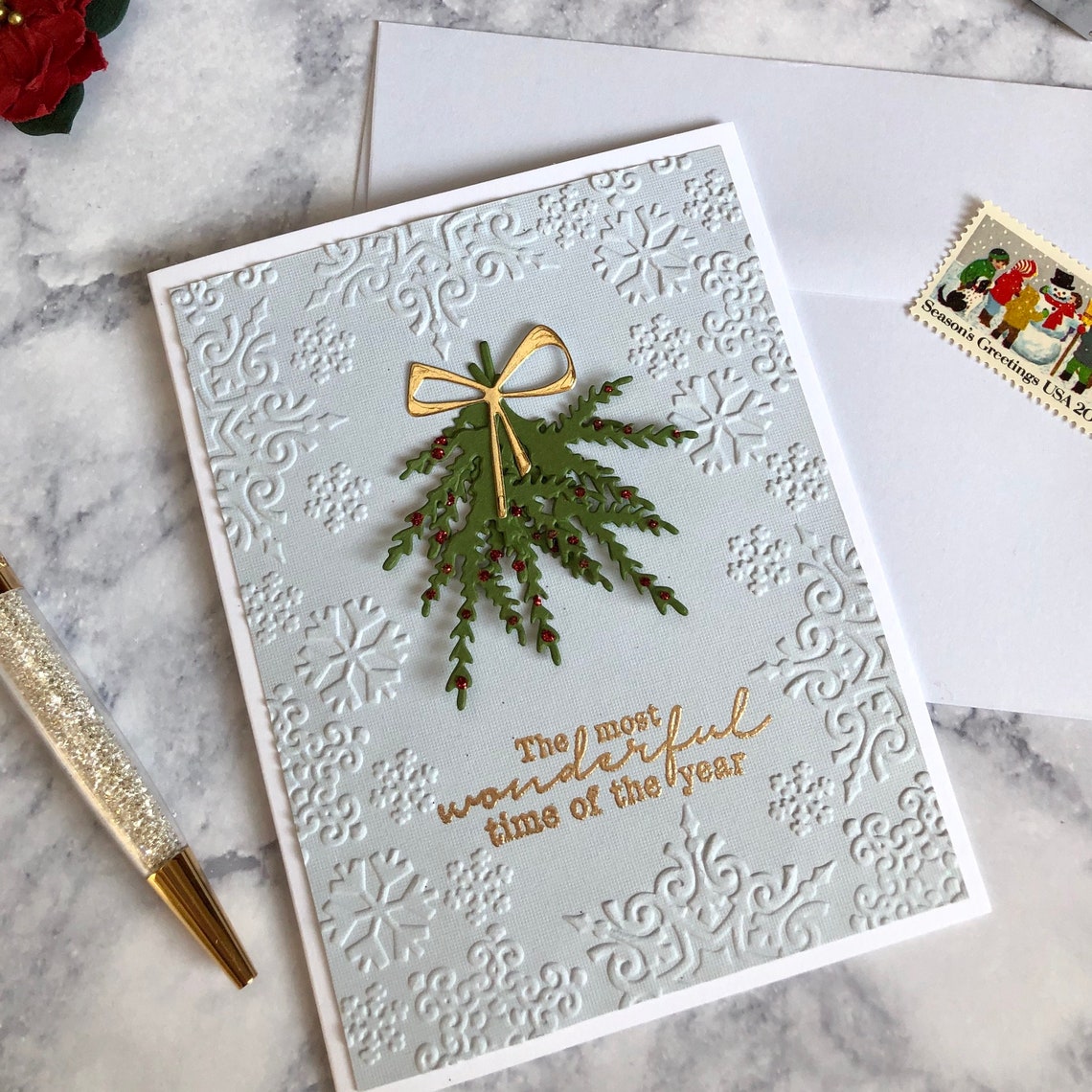 Christmas Cards Handmade Christmas Greeting Cards Embossed Etsy