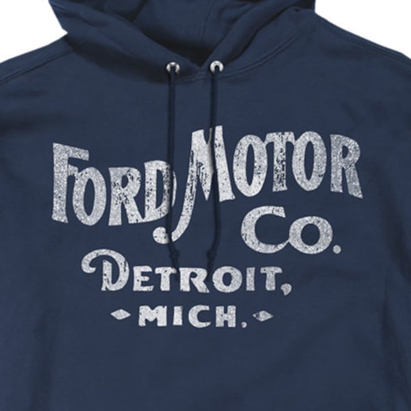Ford Motor Company Detroit Michigan Distressed Mens Navy Shirts