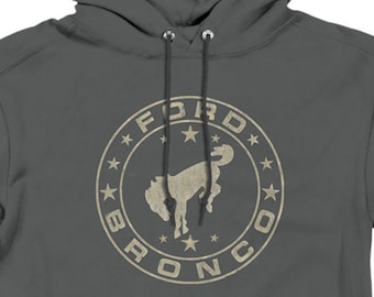 Ford Bronco Distressed Vintage Stars Circle Mens Charcoal Shirts