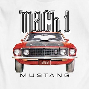Ford Mustang 1969 Mach 1 Red Kids and Toddler White Shirts