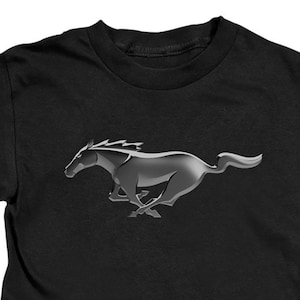 Ford Mustang Running Pony Logo Kids and Toddler Black Shirts