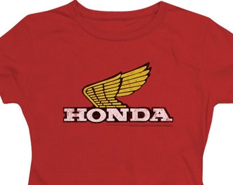 Honda Yellow Wing Logo Damen Rote Shirts