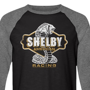 Shelby American Racing Cobra Logo Black Heather Gray Raglan Shirts
