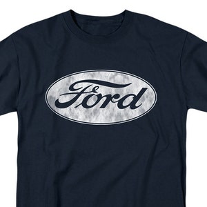 Distressed Ford Logo Adult Navy Blue Shirts