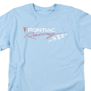 Camisas Pontiac Racing com bandeira quadriculada azul claro