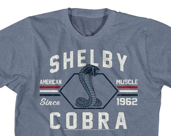 Camisas Shelby Cobra desgastadas de American Muscle desde 1962 en azul vaquero jaspeado