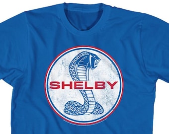 Shelby Cobra Distressed Circle Logo Royal Blue Shirts
