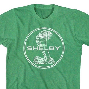 Shelby Cobra Distressed Circle Monochrome Logo Heather Kelly Green Shirts