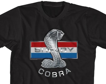 Shelby Cobra Stripes Logo Black Shirts