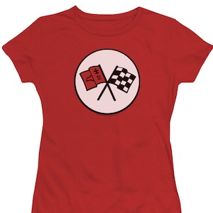 Chevrolet Corvette Vintage C2 Logo Juniors and Women&#39;s Red Shirts