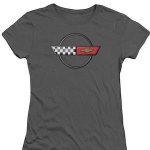 Chevrolet Corvette Classic C4 Logo Juniors/Women&#39;s Charcoal Shirts