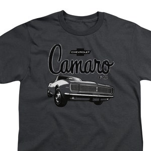 Chevrolet Camaro Script Car Logo Kids Charcoal Shirts