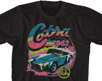 Shelby Cobra 1962 Colorful Logo Black Shirts