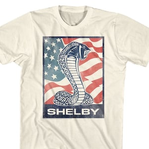 Shelby Cobra American Flag Snake Logo Natural Shirts