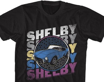 Carroll Shelby X5 Distressed Car Logo Black Shirts