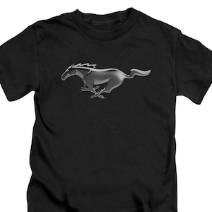 Ford Mustang Modern Emblem Logo Kids and Toddler Black Shirts