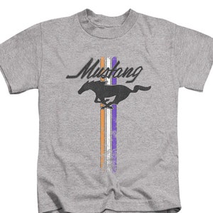 Ford Mustang Tri Bar Stripes Distressed Kids and Toddler Heather Shirts
