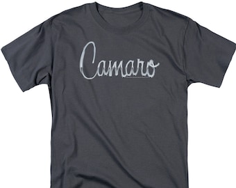 Chevrolet Metal Script Camaro Logo Charcoal Shirts