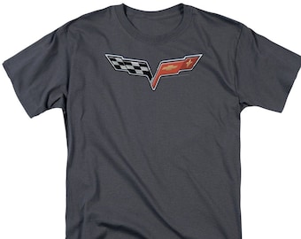 Chevrolet Vette Flag Logo Charcoal Shirts