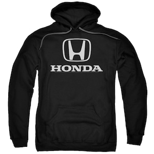 May include: Black hooded sweatshirt with a white Honda logo and the word "HONDA" printed below it.