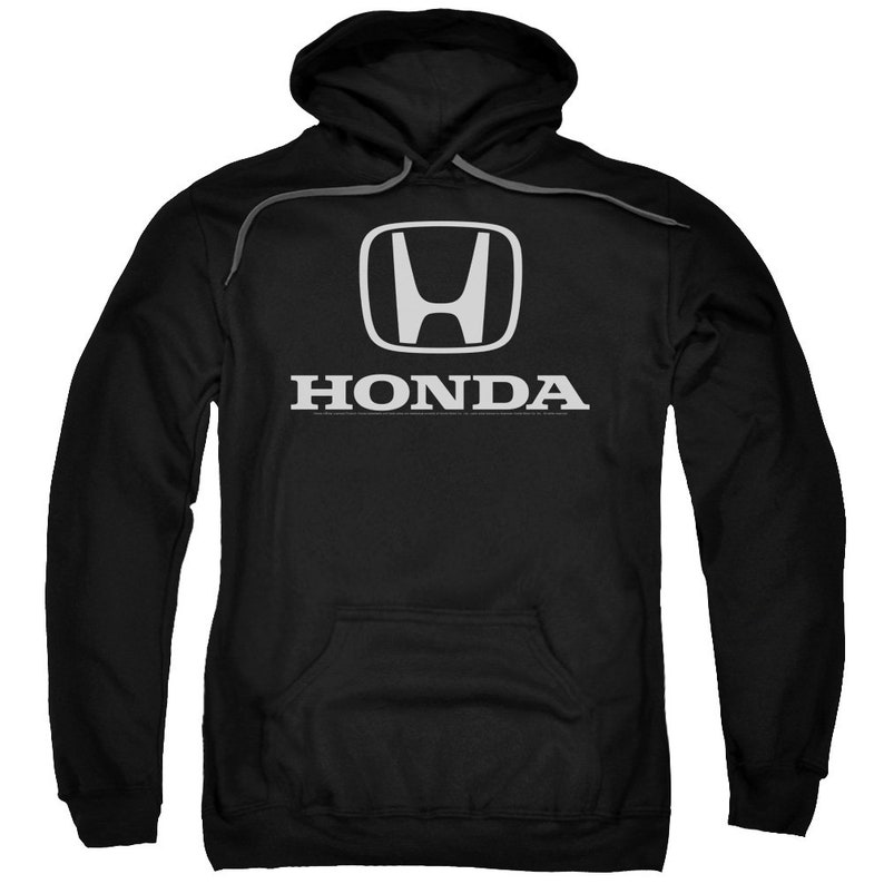 May include: Black hooded sweatshirt with a white Honda logo and the word "HONDA" printed below it.