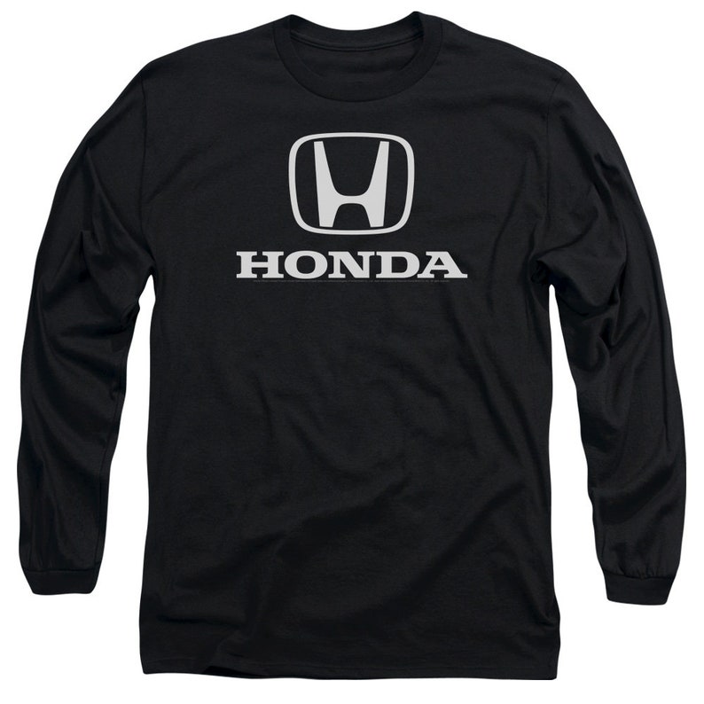 May include: Black long-sleeve t-shirt with a white Honda logo and the word "HONDA" printed on the front.