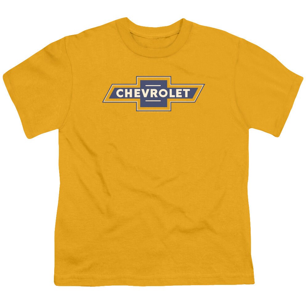 Chevrolet Blue and Gold Vintage Bowtie Logo Kids Gold Shirts