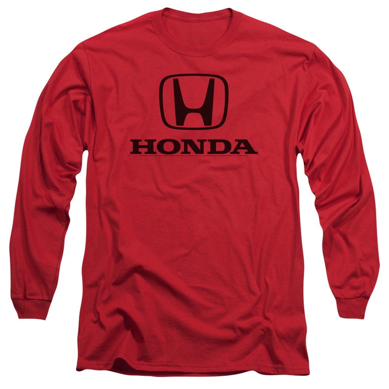 May include: Red long-sleeve t-shirt with the black Honda logo and the word "HONDA" printed on the front.
