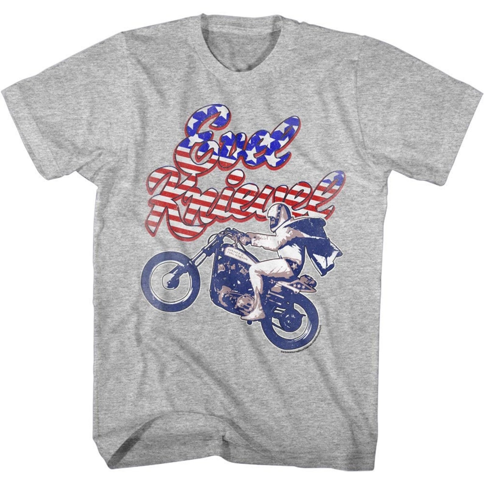 Evel Knievel American Flag Motorcycle Heather Gray Shirts | Etsy