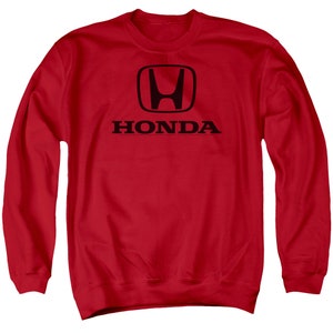 May include: Red sweatshirt with a black Honda logo and the word "HONDA" printed below it.