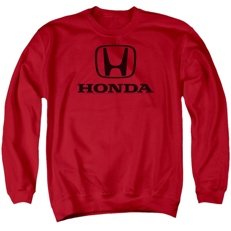 May include: Red sweatshirt with a black Honda logo and the word "HONDA" printed below it.