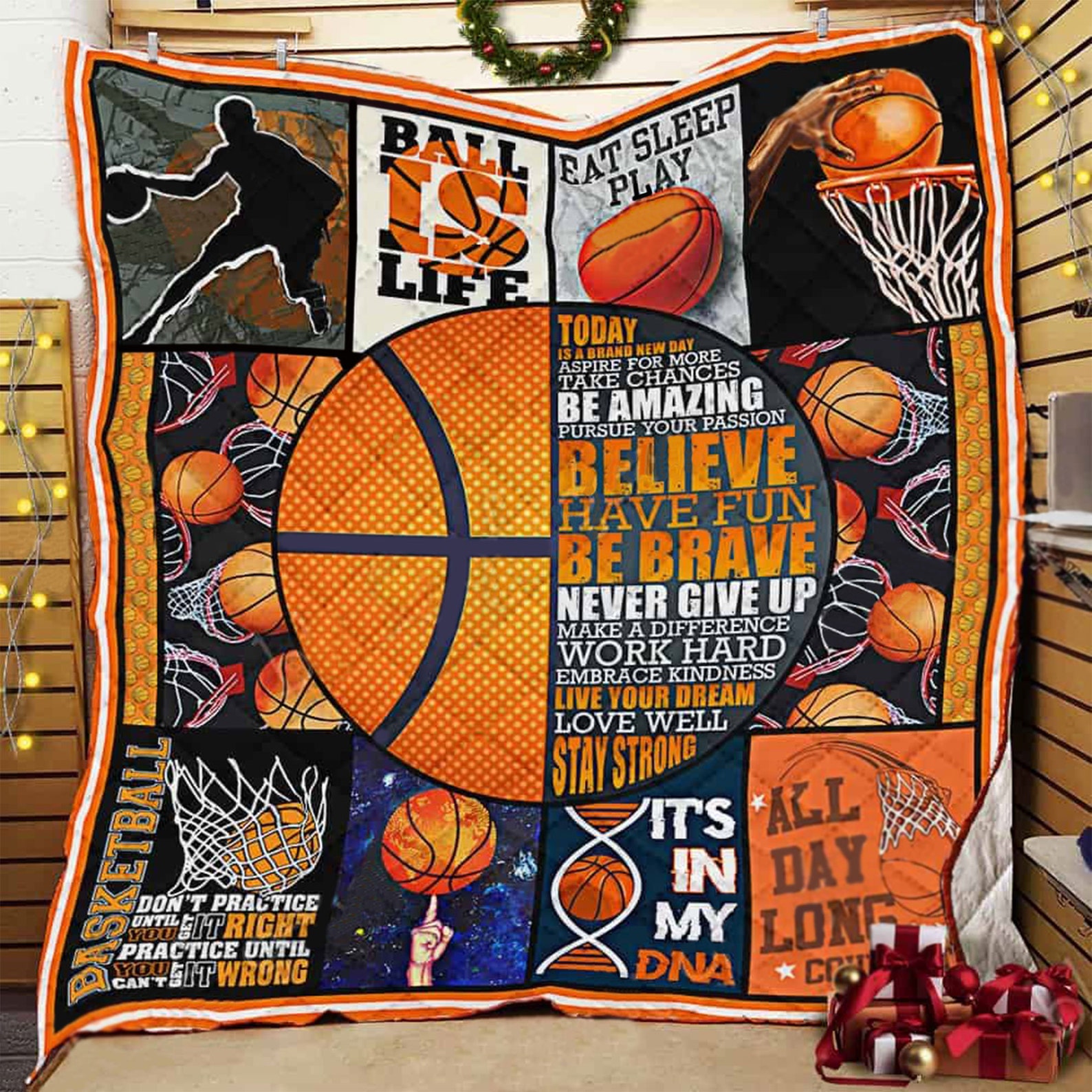Basketball Quilt Blanket Basketball Gifts Sport Motivation Etsy
