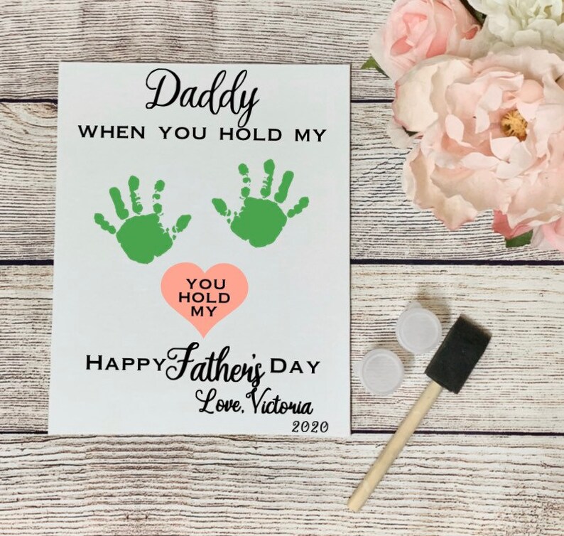 Fathers Day Handprint canvas template and Kit/Heart image 2