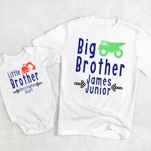 Personalized Big Brother/Personalized Little Brother T-shirt/onesies/Construction/Trucks