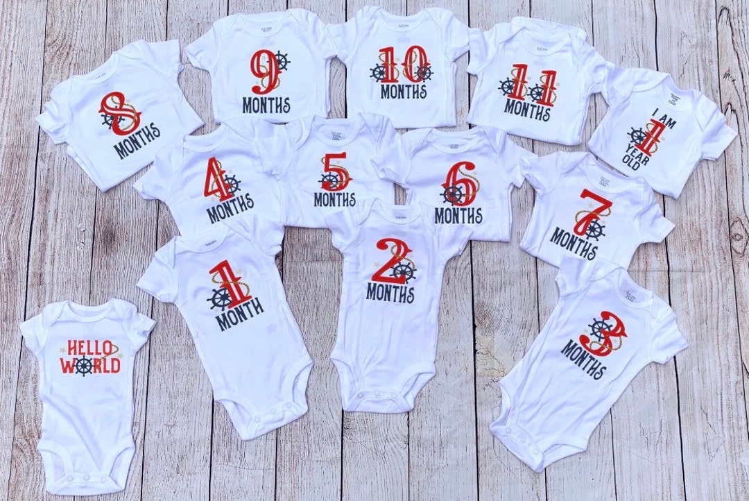 Baby Onesie Milestone Bodysuits Baby Onesie Month 12 Month