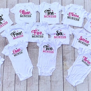 Monthly Milestone Onesies - Hearts - Girl - Coming Home