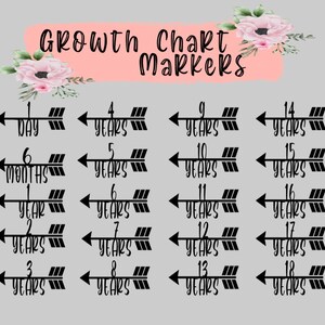 Growth Chart Markers - 1 day thru 18 years