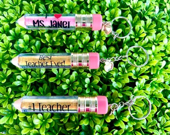 Personalized Glitter Pencil Keychain - Teacher Appreciation