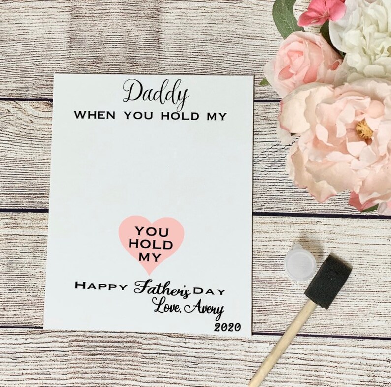 Fathers Day Handprint canvas template and Kit/Heart image 1