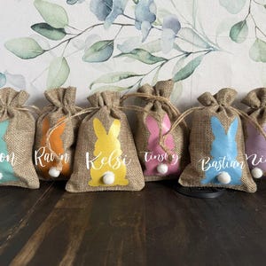 Sacos de cordão de coelho personalizados | Saco de Páscoa pequeno | Saco de doces pequeno