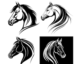 Horse Head set, horse head cut file, Horse Head Svg, Farm, Horse Drawing, minimalist, vector, line Art (SVG, PNG, PDF)