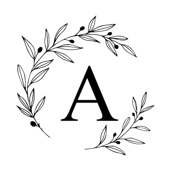 Wreath Letters Svg, Wreath Alphabet Svg, olive leaf Cricut Wreath Svg,  (Olive Wreath SVG PNG)