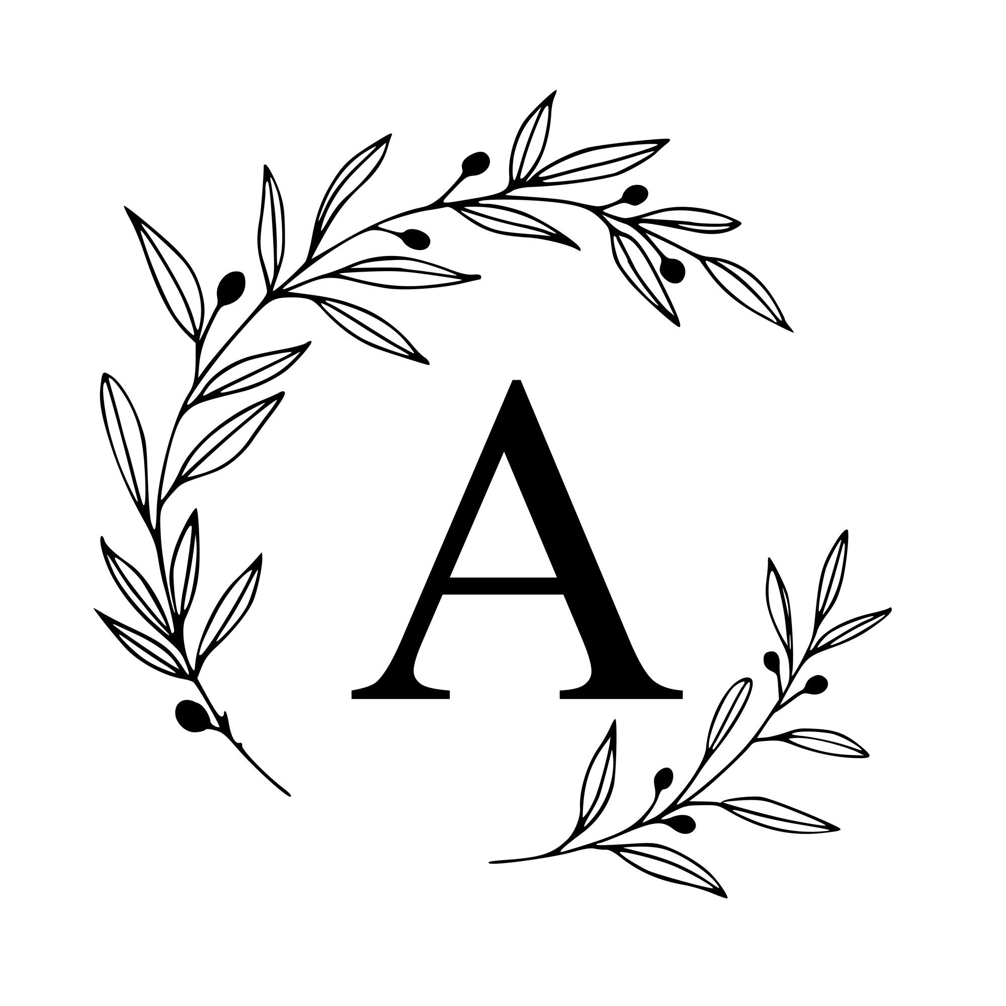 Wreath Letters Svg, Wreath Alphabet Svg, Olive Leaf Cricut Wreath Svg ...