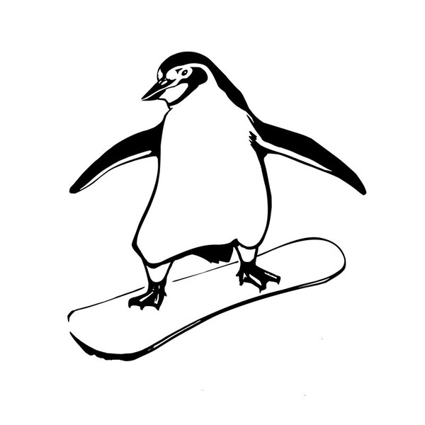 süßer Pinguin, Ski Pinguin, Skifahren Grafiken ( SVG, PNG, PDF )