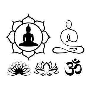 Pacchetto SVG Buddha Lotus, Silhouette e Circuit Cut Dateien (SVG, png, dxf, pdf)